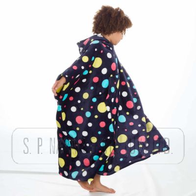 BUBBLES HEART DESIGN HOODED PONCHO