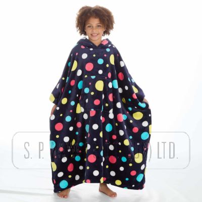 BLES HEART DESIGN HOODED PONCHO