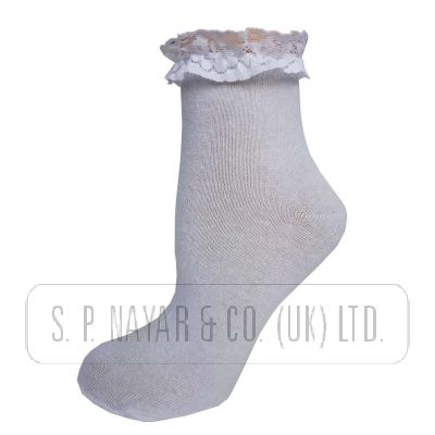 WHITE FRILLY SOCKS WITH MATCHING LACE.