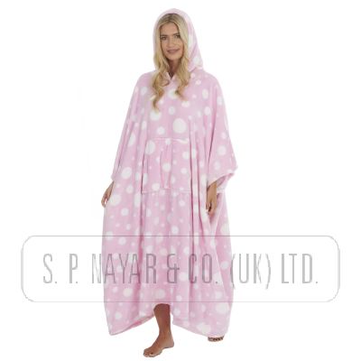 PINK BUBBLES DESIGN HOODED PONCHO
