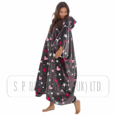 STAR HEARTS DESIGN HOODED PONCHO