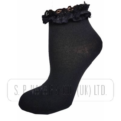 BLACK FRILLY SOCKS WITH MATCHING LACE.
