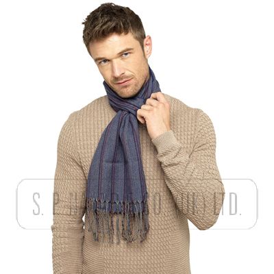 WOVEN STRIPED SCARF WITH TASSELS
