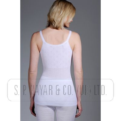 WHITE THERMAL LACE FRENCH NECK VEST.