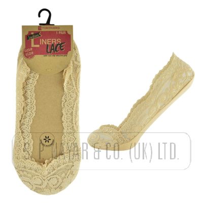 LADIES NUDE ONE SIZE LACE LINERS.