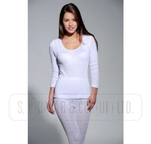 Snowdrop Ladies Thermal Short Sleeve Top White - Small (8-10