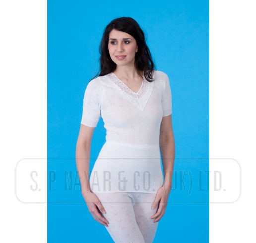 Short Sleeve Spencer, Wool Thermal Underwear for Women